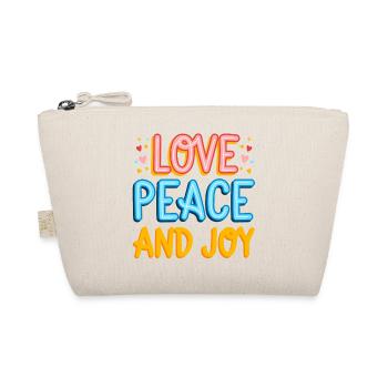 Liebe Frieden und Freude originelle Geschenkidee - Bio-Täschchen - Natur - Vorne