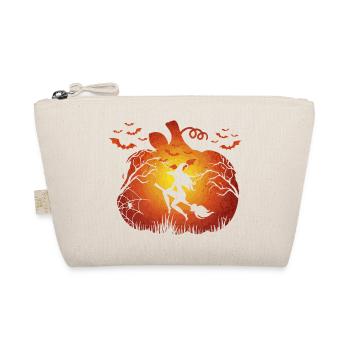 Sorcière d’Halloween sur balai portant des sorciers a - Trousse biologique - nature - Devant