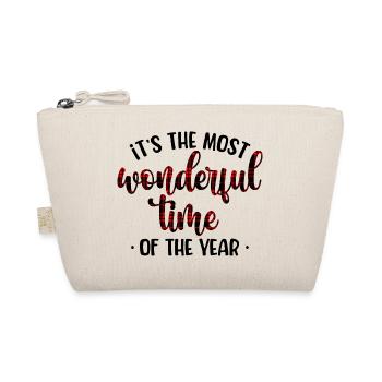 Crimson Plaid Script - Organic Pouch - nature - Front