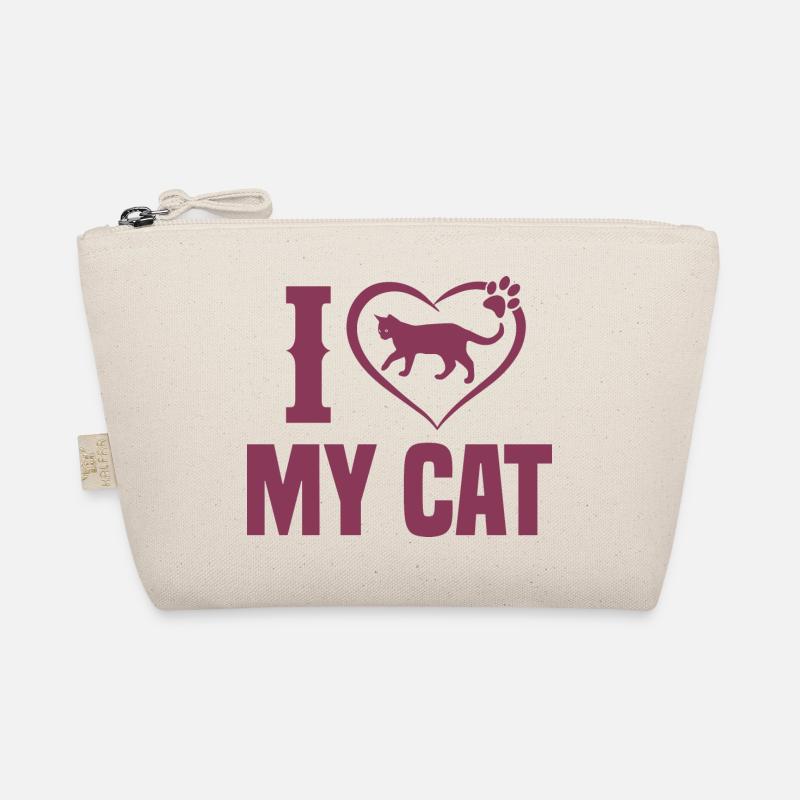 Katze Liebe Love Tier Geschenk Pet Cats Mom Tshirt - Bio-Täschchen - Natur