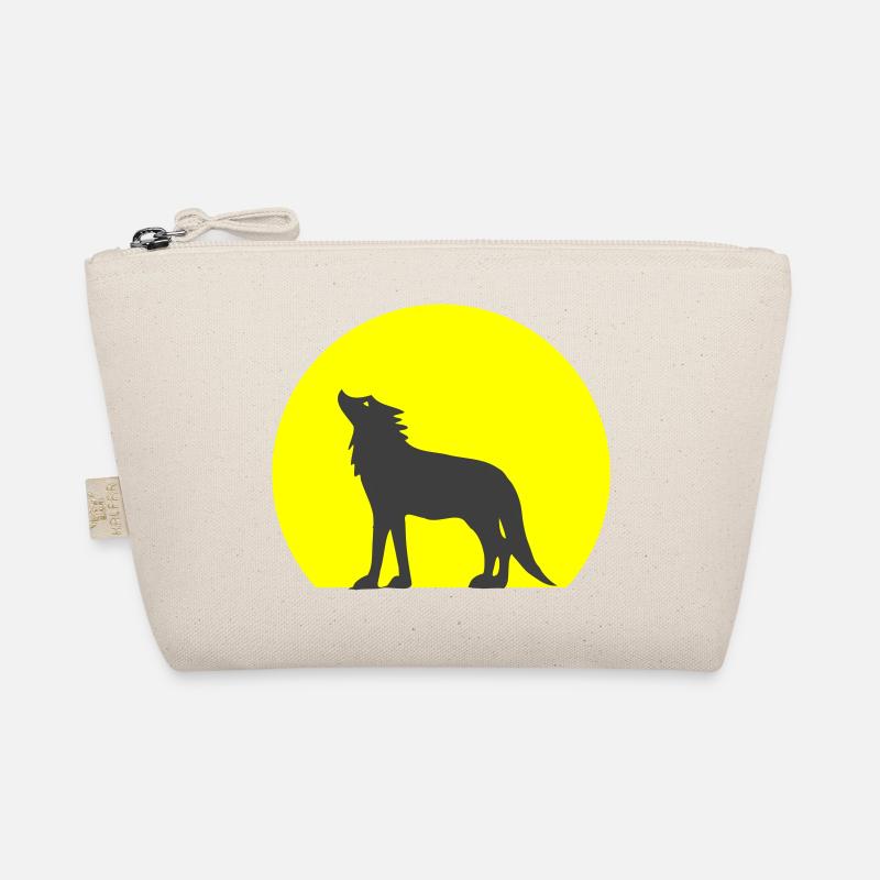silhouette wolf and moon Organic Pouch