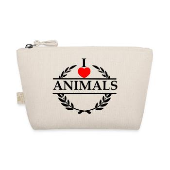 Laurel wreath I love ANIMALS - Organic Pouch - nature - Front