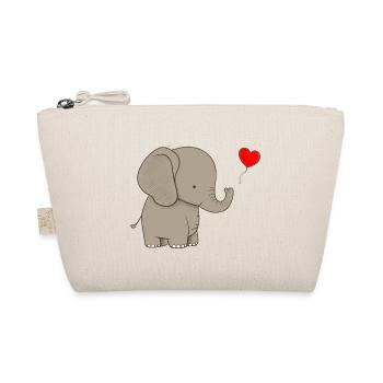 Elephant with heart gift - Organic Pouch - nature - Front