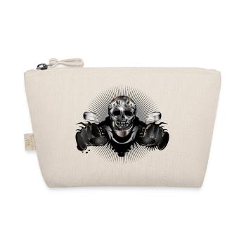Skull motorcyclist in metallic chrome look - Organic Pouch - nature - Front
