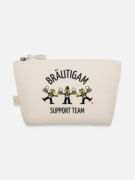 Bräutigam Support Team (JGA, Karikatur, Tanz, B) - Bio-Täschchen - Natur - Vorne