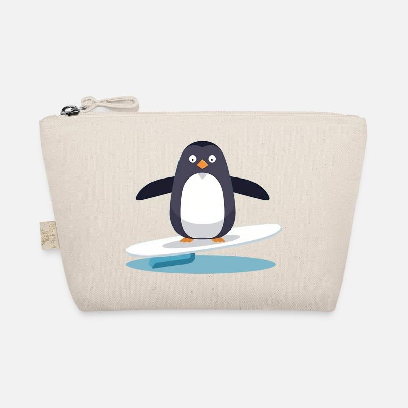 Pingouin de surf mignon sur une planche de surf Trousse biologique