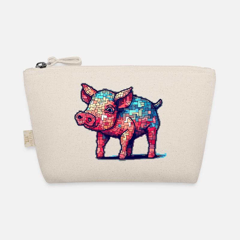 Cute little piglet in 8 bit look Organic Pouch