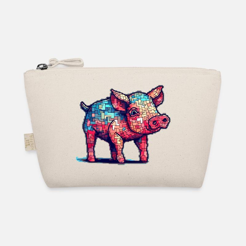 Retro Schwein in cooler 8 Bit Grafik Bio-Täschchen