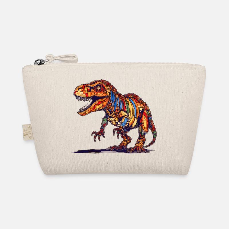 Ausgestorbener Dino in bunter Pixel Grafik Bio-Täschchen