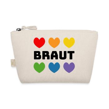 Regenbogenherzchen Braut schwarz - Bio-Täschchen - Natur - Vorne