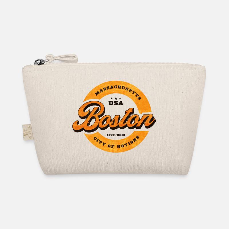 Boston Retro Circle Logo Print Organic Pouch