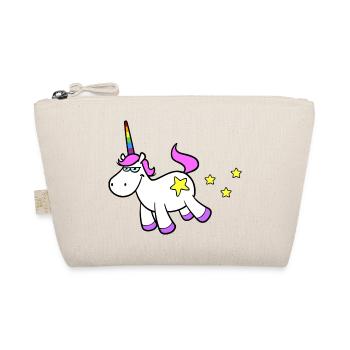 Rosa Cartoon Einhorn beim Pupsen von Sternen - Bio-Täschchen - Natur - Vorne
