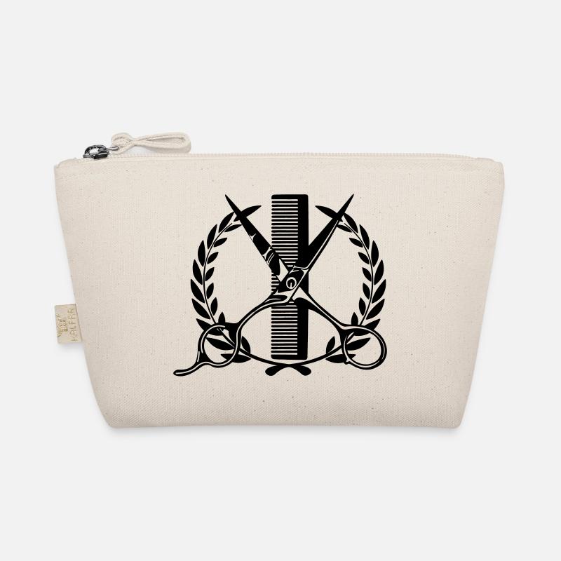 Logo couronne de laurier coiffeur, ciseaux avec peigne Trousse biologique