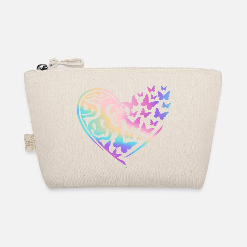 Herzlächeln und Schmetterlinge im Regenbogen Bio-Täschchen