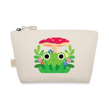 Cute Cottagecore Frog With Flowers and Mushroom - Organic Pouch - nature - Front