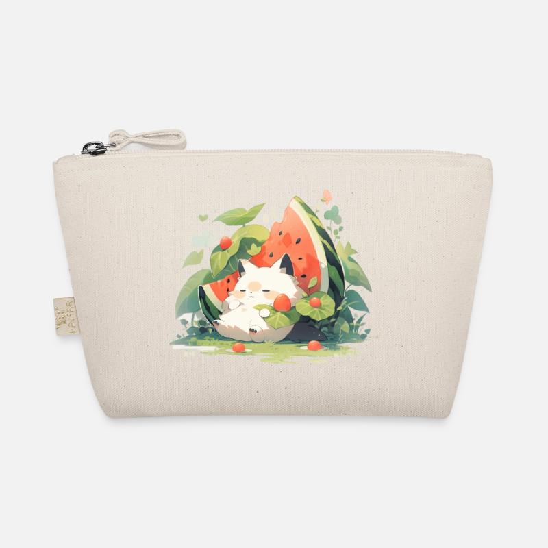 Mignon Kawaii Chat Pastèque Nourriture Trousse biologique