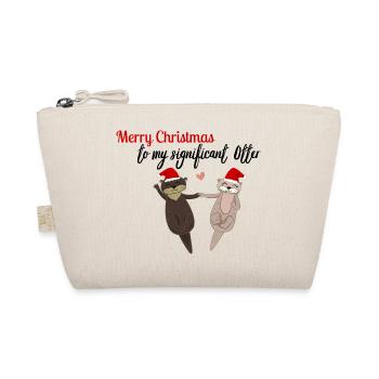 Cute Christmas Otter / Christmas Motif Otter - Organic Pouch - nature - Front