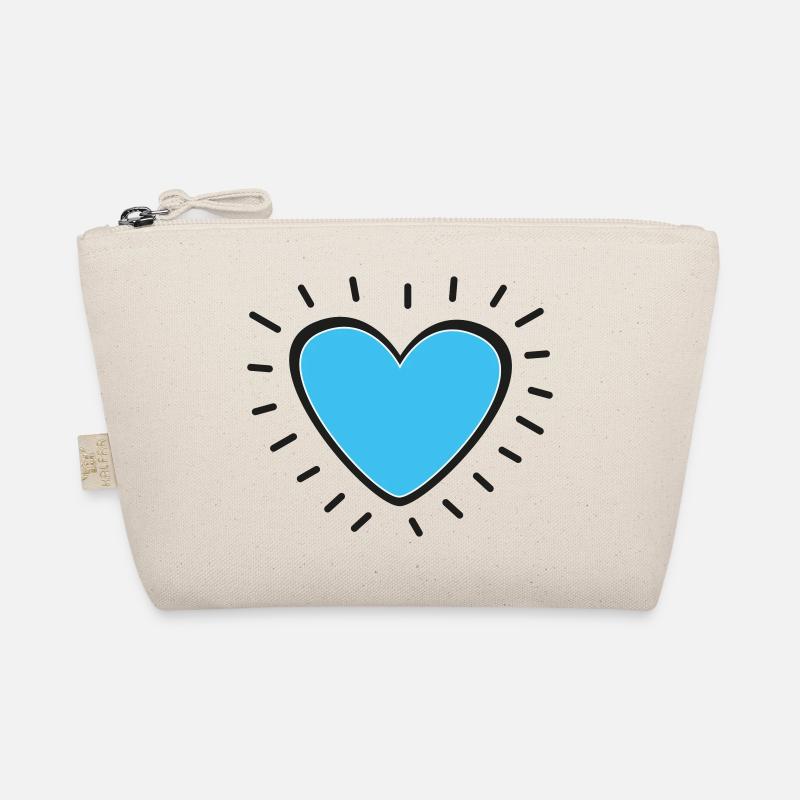 Herz hellblau - Bio-Täschchen - Natur