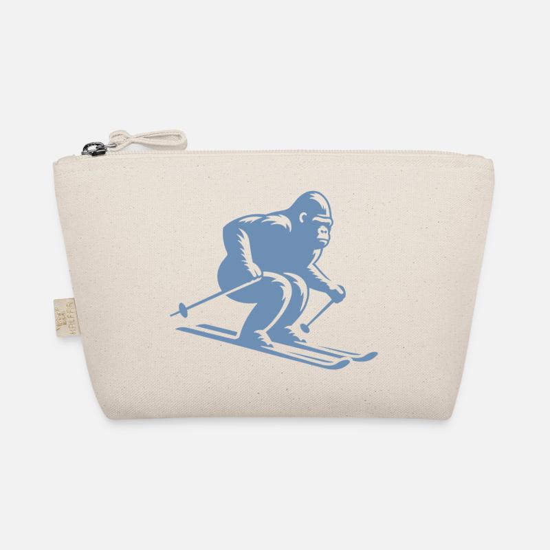 Affe Gorilla Schimpanse Ski Silhouette Design Bio-Täschchen