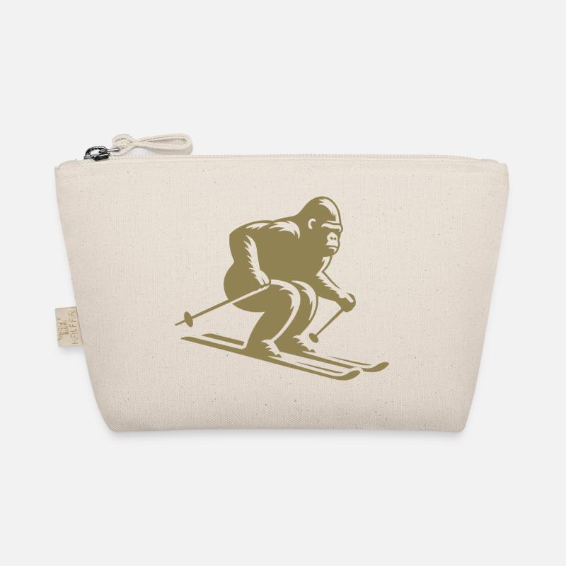 Monkey Gorilla Chimpanzee Ski Silhouette Design Organic Pouch