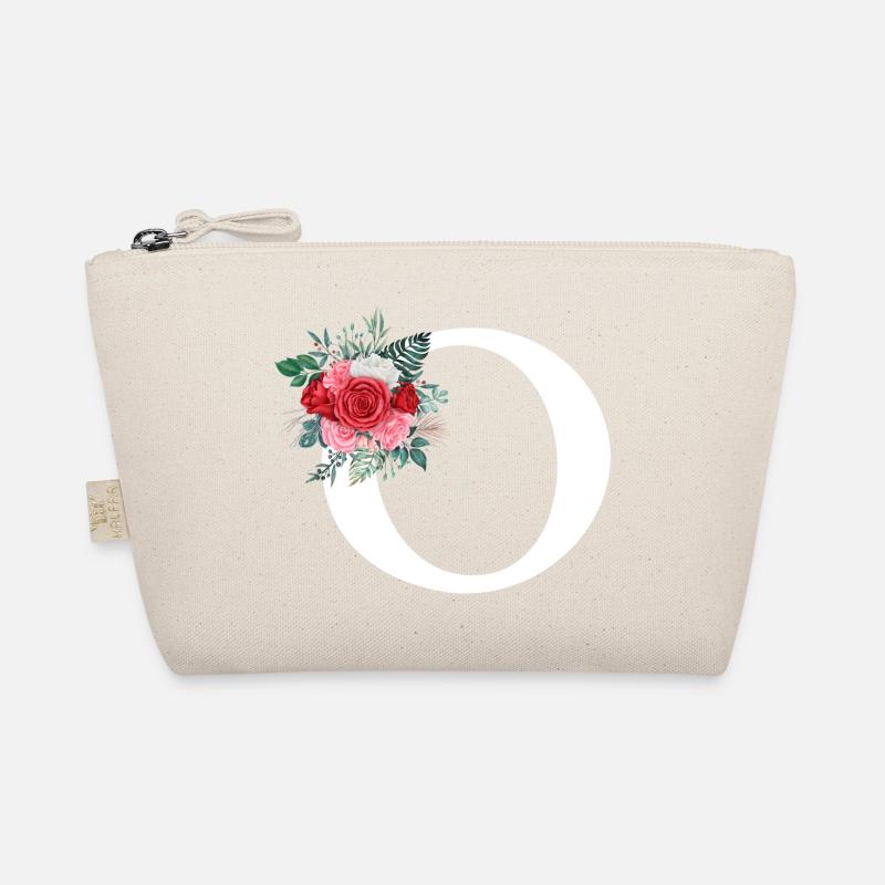 Red Floral Letter O Organic Pouch