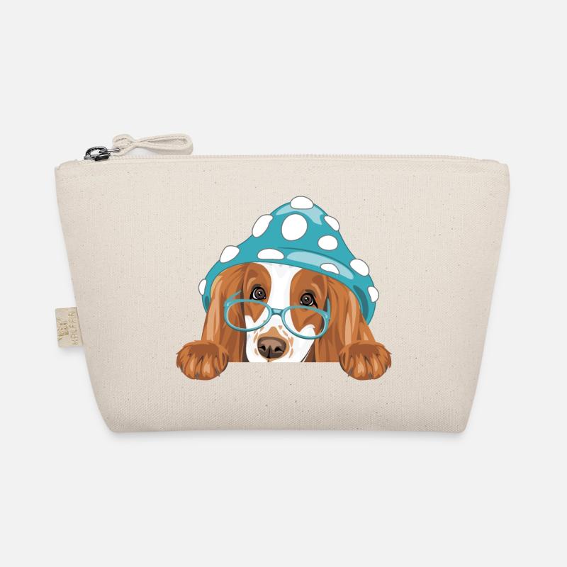 Peeking Cocker Spaniel dog with blue amanita hat Organic Pouch