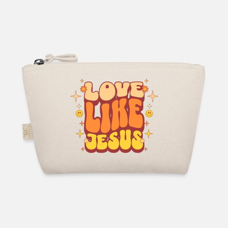 Liebe Jesus Design in Retro Farben - Bio-Täschchen - Natur