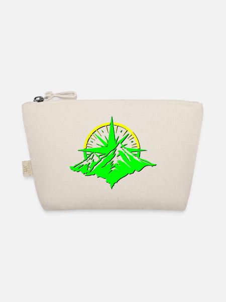 Compass With Mountain Silhouette - Organic Pouch - nature - Front