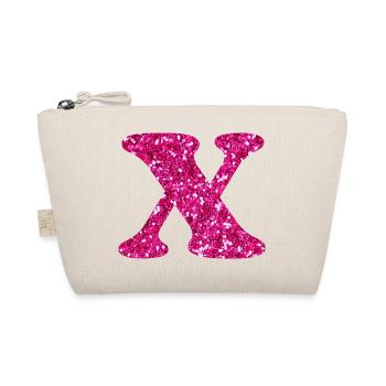 Glitter Pink x Letter x - Organic Pouch - nature - Front