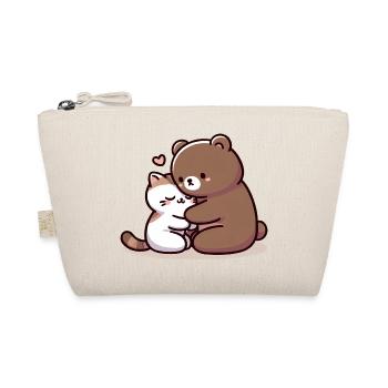 Cuddling Cat And Bear In Love - Bio-Täschchen - Natur - Vorne