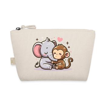 Cuddling Elephant And Monkey In Love - Bio-Täschchen - Natur - Vorne