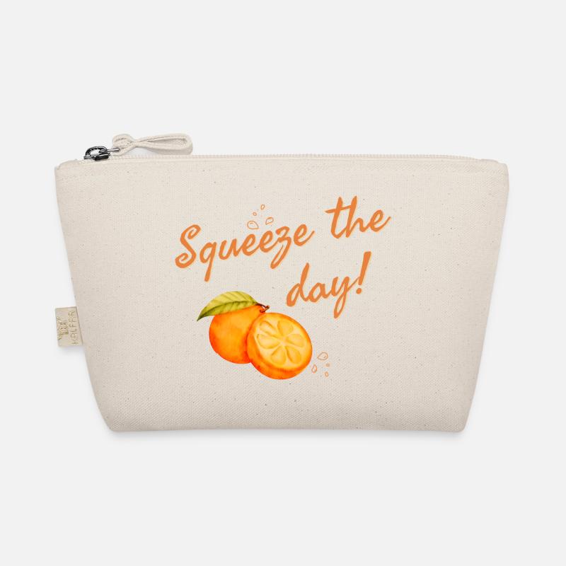 Squeeze the day Orangen Frucht Motivation Spruch - Bio-Täschchen - Natur