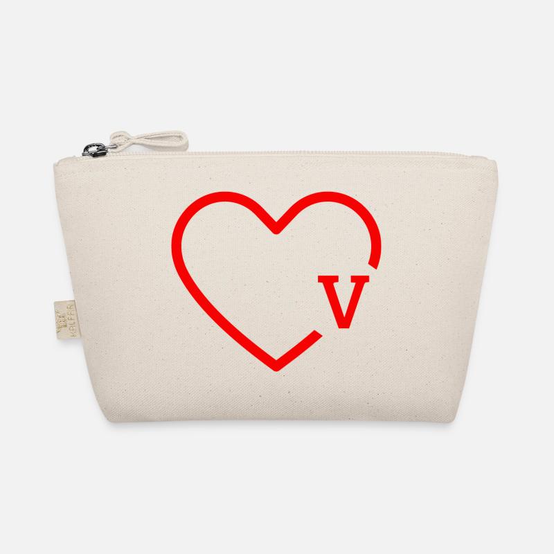 Buchstabe V Rotes Herz Bio-Täschchen