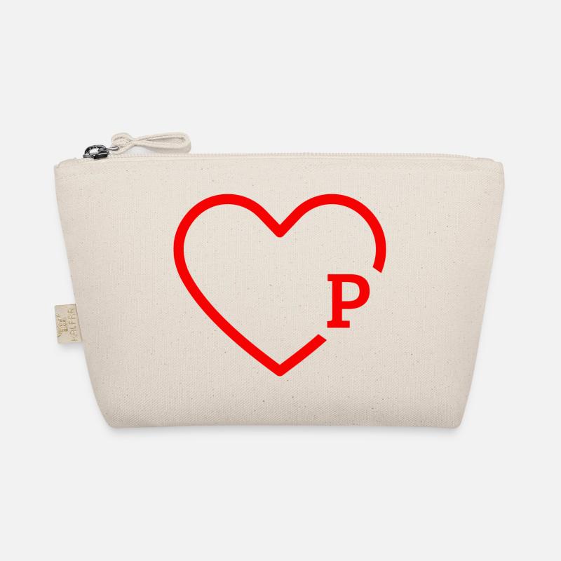 Buchstabe P Rotes Herz Bio-Täschchen