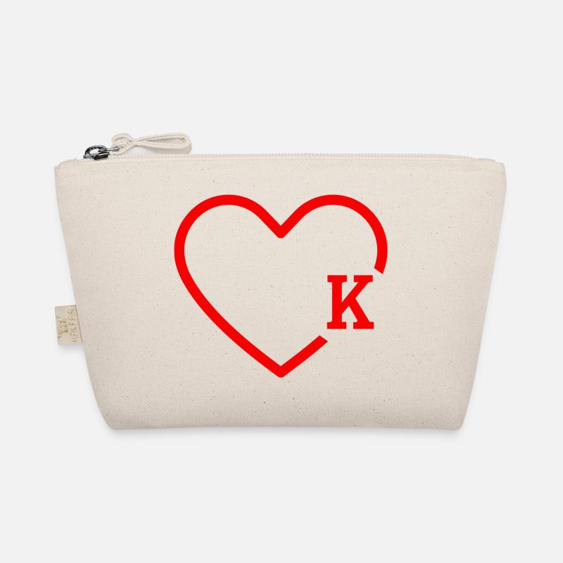 Buchstabe K Rotes Herz Bio-Täschchen