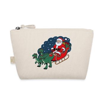 Santa Claus riding a sleigh pulled by dinosaurs - Organic Pouch - nature - Front