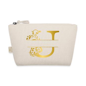 Personalisierter Blumen-U-Buchstabe aus Gold - Geschenkidee - Bio-Täschchen - Natur - Vorne