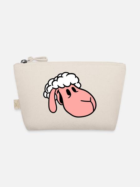 Sheep Face Head Cute Cute Lamb Cool Comic - Organic Pouch - nature - Front