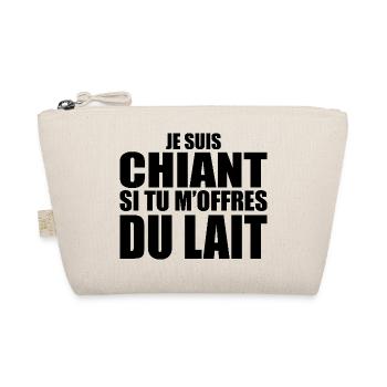 Man who adores: Milk. Funny Design Humor - Organic Pouch - nature - Front