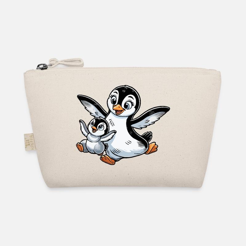 Pinguin-Mutter und Kind beim Herumtollen Bio-Täschchen