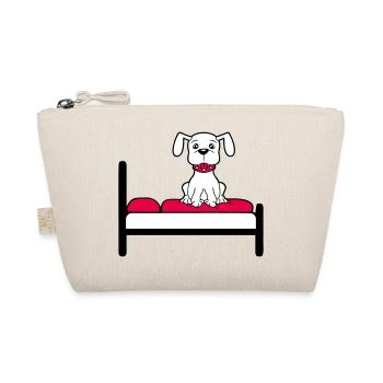 Dog On Bed Relaxed Sleeping Bedroom Cute - Organic Pouch - nature - Front