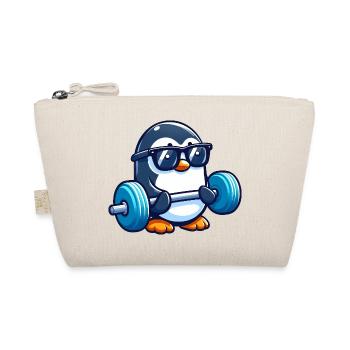 Süßer Pinguin Langhantel Fitness Cartoon - Bio-Täschchen - Natur - Vorne