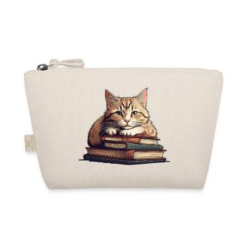 Chat mignon sur pile de livres - Trousse biologique - nature - Devant
