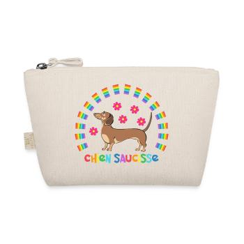 Sausage Dog with Rainbow - Organic Pouch - nature - Front