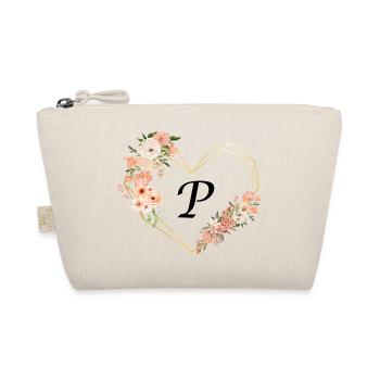 Letter p floral golden heart - Organic Pouch - nature - Front