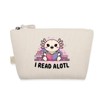 Ich lese Alotl - Süßer Axolotl Bücherwurm - Bio-Täschchen - Natur - Vorne