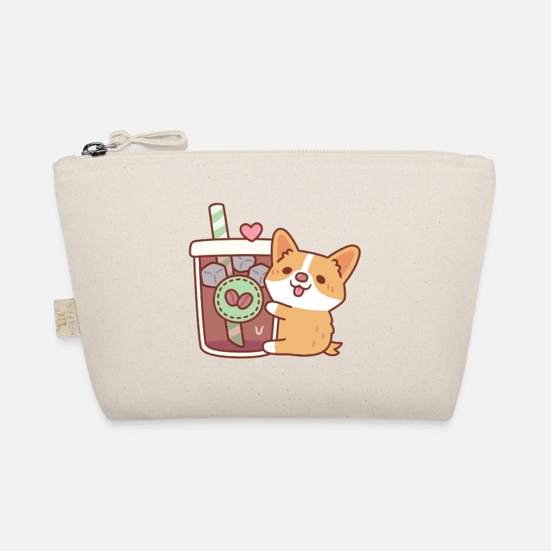 Süßer Corgi Welpe Umarmt Eiskaffee Bio-Täschchen