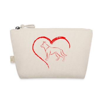 Heart with Dog Silhouette - Organic Pouch - nature - Front