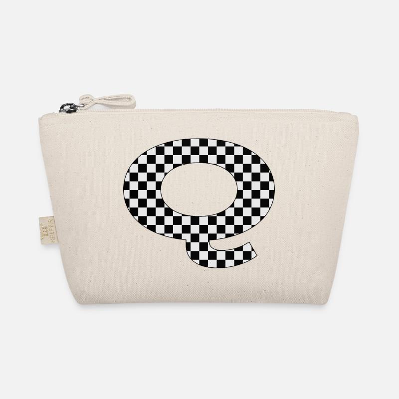 Checkerboard Pattern Letter Q Organic Pouch