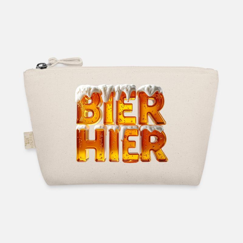 Bier? Hier! – 3D Bierglas-Buchstaben mit Schaum - Bio-Täschchen - Natur